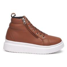 Tenis Feminino Caramelo Solado tratorado Plataforma Estilo Academia. B