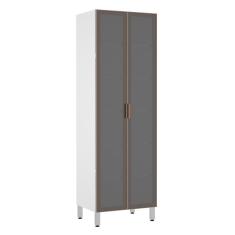 Paneleiro Torre 70Cm Branco Pérola Branco Polar Com Prata