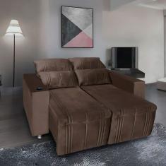 Sofá Retrátil E Reclinável 2 Lugares Madri Suede Marrom Café - Star Confort Marrom Café
