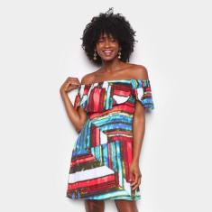 Vestido Água Viva Curto Ombro A Ombro Tie Dye, Estampado, M