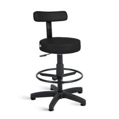 Cadeira Mocho Alto Estética Giratória Com Sapatas fixa Cor:Preto - Ide