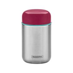 Pote Térmico Tramontina em Aço Inox com Tampa Rosa 8,8 cm 400 ml
