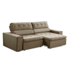 Sofá 3 Lugares Retrátil e Reclinável Atenas Veludo Castor