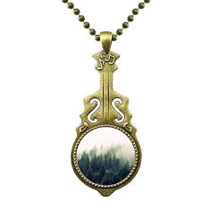 DIYthinker Colar de neblina florestal ciência natureza cenário colar antigo joia música pingente