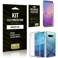 Capinha Anti Impacto Samsung S10 + Película Flex 5D - Armyshield