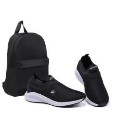 Tenis Masculino Para Caminhada Academia Calce Facil + Mochila Basica Reforçada-Masculino