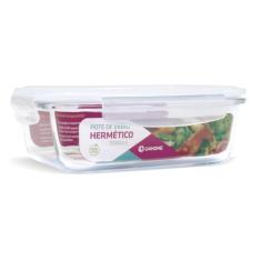 Pote de Vidro Retangular com Tampa Hermética 1040ml Cor:Branco (QH)