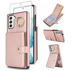 Asuwish Capa de celular para Samsung Galaxy S22 Plus S22+ 5G Capa carteira celular com anel protetor de tela de vidro temperado com bloqueio de RFID, compartimento para cartão de crédito S22+5G