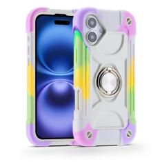 MARKILL Capa compatível com iPhone 16 Plus de 6,7 polegadas com suporte de anel de rotação de 360 graus, proteção contra quedas de grau militar, capa protetora robusta para iPhone 16 Plus para