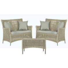 2 Sofás Área e Mesa Igapó Alumínio Pintura Fendi Corda Náutica Estofad