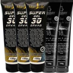 Kit 3 Super Gel 30 Ervas 150g + 2 Gel Cartilagem de Tubarão Com 18 Erv
