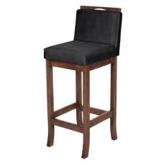 Banqueta Média para Balcão Turim Madeira Capuccino Suede Preto CCS - C