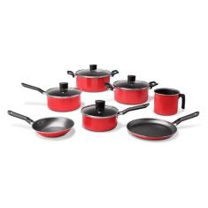 Jogo de Panelas Brinox Garlic 7 Peças Vermelho