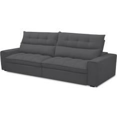 Sofá Retrátil Reclinável Para Sala De Estar Living 290cm Dimas F04 Bouclê Grafite