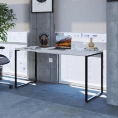 Mesa de Escritório Industrial Kuadra 150 cm - Branco/Preto - Compace, 