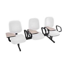 Cadeira em Longarina com prancheta Linha Blenda Branco