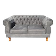 Sofá Chesterfield Elisabeth 2 Lugares 1.50M Suede Cinza/ sala de estar, decoração, recepção, barbearia