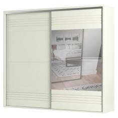 Guarda Roupa Casal Com Espelho 267cm 2 Portas 100% Mdf Tw603e Off White - Dalla Costa