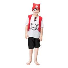 Fantasia Pirata Infantil Skull Curta Com Colete