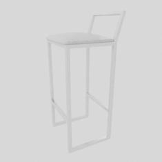 Banqueta Alta Balcão Bistrô Branca Confort Industrial Assento Estofado