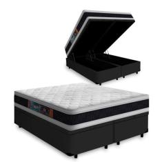 Cama Box Baú Super King + Colchão Espuma D45 Castor Black & White D45 