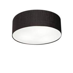 Plafon Cilíndrico Md-3046 Cúpula Em Tecido 35x12cm Preto - Bivolt