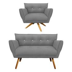 Kit 1 Namoradeira e 1 Poltrona Giratória Anitta Grafite