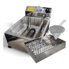 Fritadeira Elétrica Óleo 7lt + Escorredor + Coador - Inmetro - Alfa Su