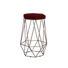 Banqueta Rubel Base Bronze Suede Bordô Gran Belo