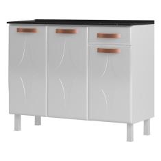 Balcão De Cozinha De Aço Triplo 105cm Branco rosé