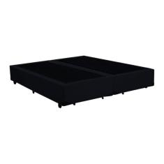 Base Box Queen Bipartido Homequeen Suede Preto 40x158x198
