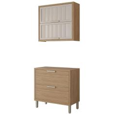 Armário Aéreo com Balcão Estela 80 cm com 3 Portas 1 Gaveta