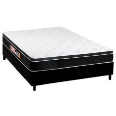 Cama Box Casal: Colchão Espuma Castor D45 Black e White Air + Base CRC Courano Black(138x188)