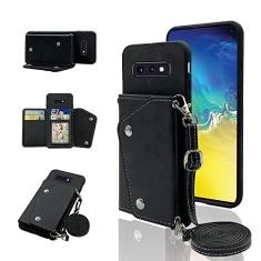 Capa carteira compatível com Samsung Galaxy S10e com alça de ombro transversal e suporte de couro para cartão de crédito, acessórios para celular para Glaxay S 10e Gaxaly 10se Galaxies Se10 meninas