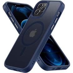 Gyizho Capa magnética para iPhone 13 Pro, [teste de queda de grau militar] [compatível com MagSafe] Capa protetora fina, capa translúcida fosca à prova de choque 13 Pro capa de telefone 15.5 cm, azul