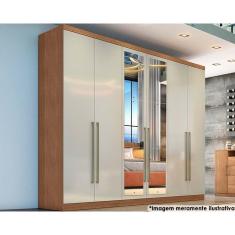 Guarda Roupa 6 Portas e 6 Gavetas c/ Espelho Dello/Trento Freijo Cumaru c/ Fendi - Novo Horizonte