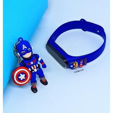 Kit Relógio Infantil Digital Led Bracelete Silicone + Chaveiro Mini Boneco 3D Emborrachado Super Heróis Lilo Stitch