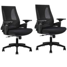 Kit com 2 Cadeiras Office Diretor Toledo com Braços 3d Office Nr17 Preto