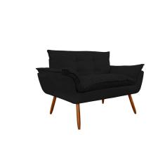 Namoradeira Decorativa para Sala de Estar Opala Suede Preto - Montanaris Decor