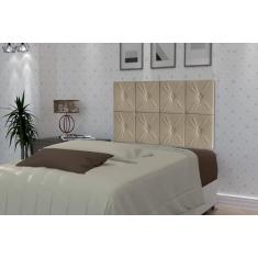 Painel De Cama Box Botão Solteiro 0,90 Elegance Cor Bege/Areia - Compr