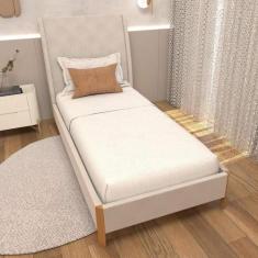Cama Solteiro com Cabeceira Tecido Linho / Veludo Sob Medida - Casa La