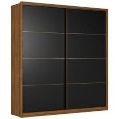 Guarda Roupa Casal 2 Portas De Correr Belga Nogueira Preto Flex Demart