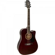 Violao Eletroacustico Dreadnought FOLK Cutaway ACO GF-1D CEQ Translucent DARK Wine Giannini