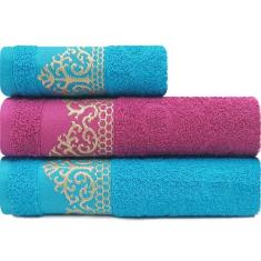 Jogo De Toalhas 3 Peças Banhão e Rosto 100% Algodão Marcotex Mineral -