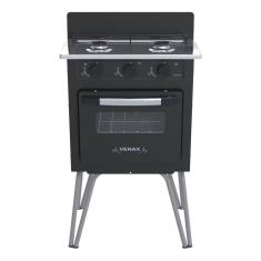 Fogão Portátil 2 Bocas Venax Gemini Vetrô Gás GLP Preto Fosco