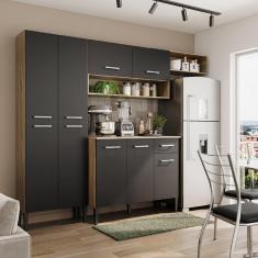 Cozinha Compacta Arizona Glam Carvalho Carraro - Carvalho-preto Carvalho-preto