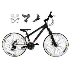 Bicicleta Aro 26 Vikingx Tuff X44 Preto/Branco 21v Câmbios Shimano Tz 