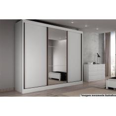 Guarda Roupas 3 Portas De Correr E 6 Gavetas C-1 Espelho Sollo Plus Branco - Novo Horizonte