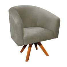 Poltrona Decorativa Giratória MM30 Stella Suede Marrom Rato D03 - D'Ro