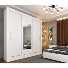 Guarda Roupa Valência com Espelho 3 Portas 4 Gavetas Tcil Móveis Branc